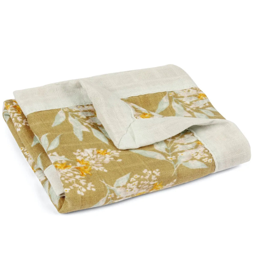 Gold Floral Mini Lovey Two-Layer Muslin Security Blanket