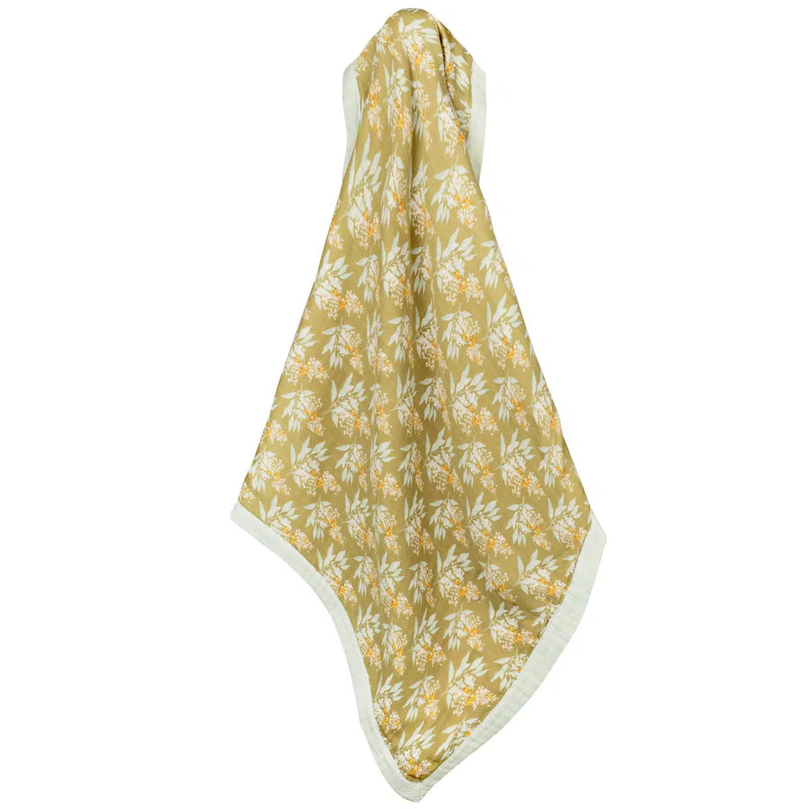 Gold Floral Big Lovey Three-Layer Muslin Blanket