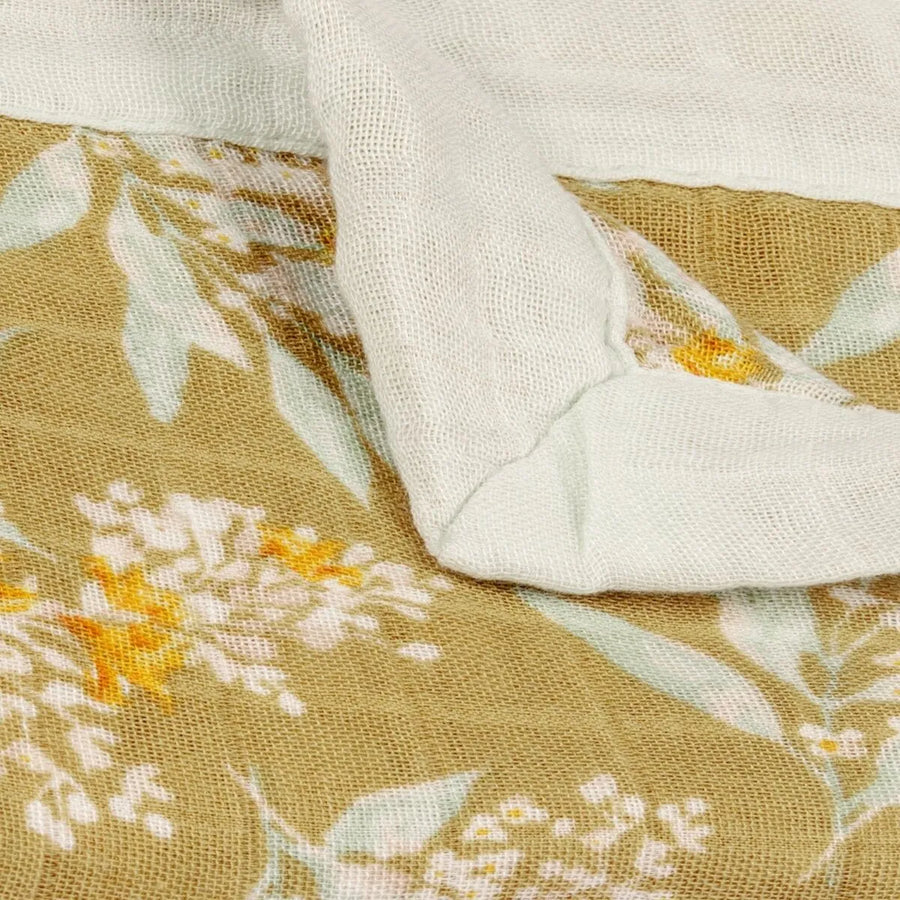 Gold Floral Mini Lovey Two-Layer Muslin Security Blanket