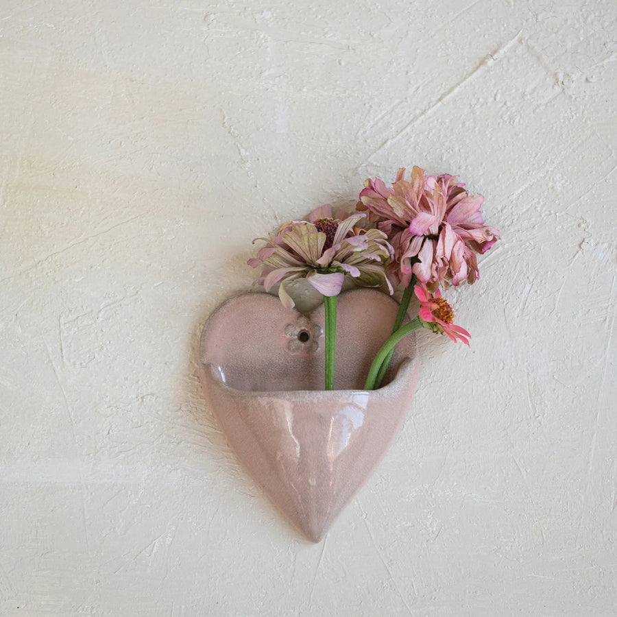 Heart Shaped Stoneware Wall Planter