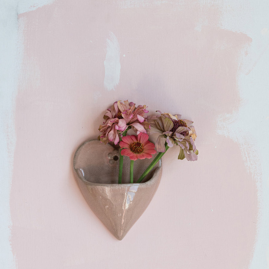 Heart Shaped Stoneware Wall Planter