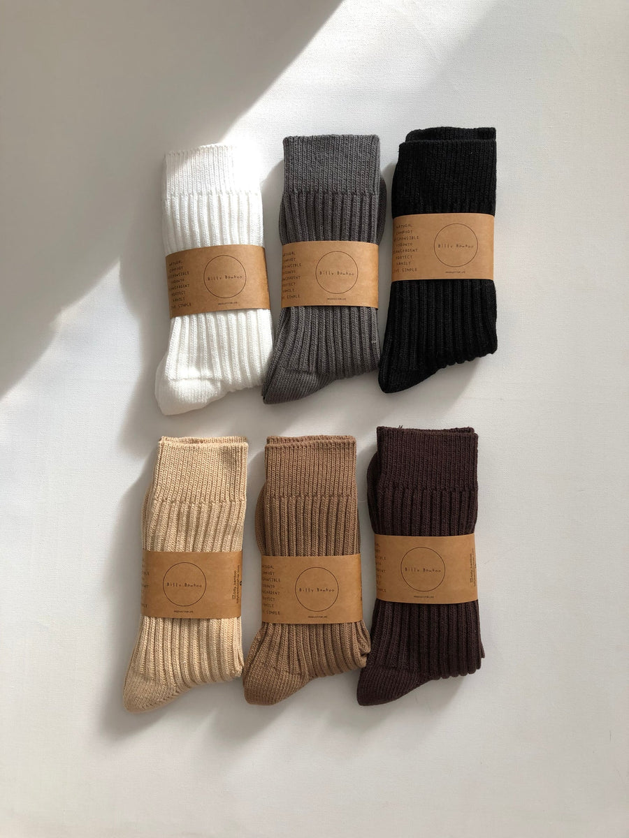 Ribbed Cotton High Socks