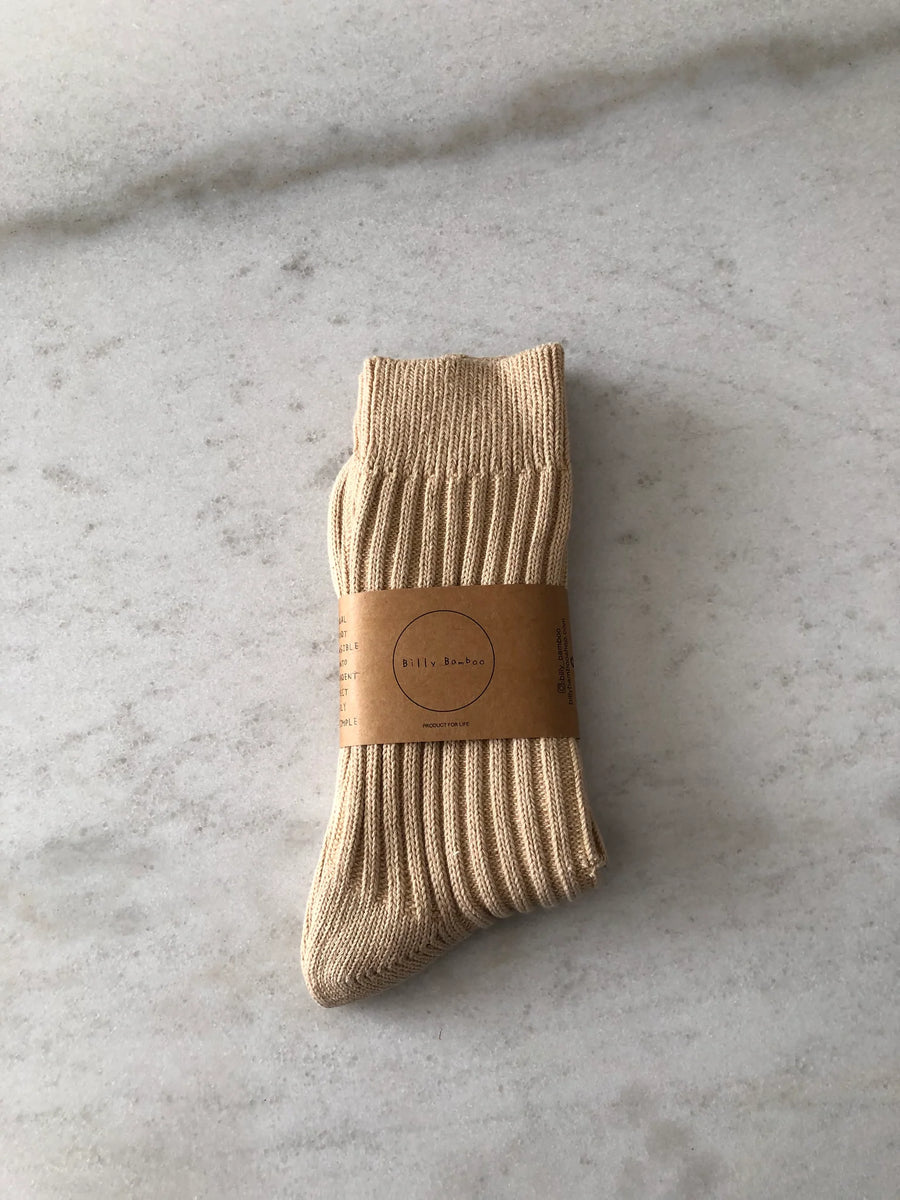 Ribbed Cotton High Socks