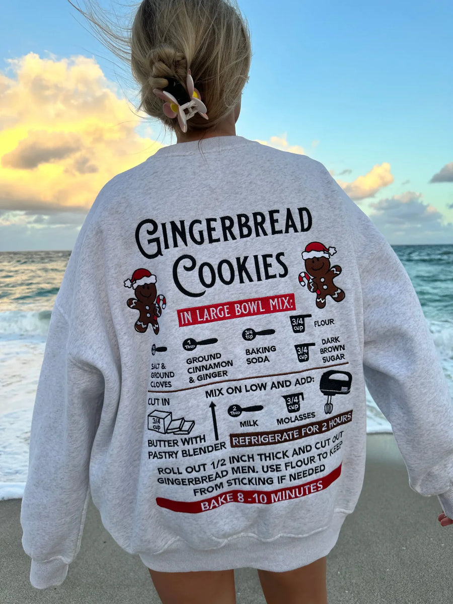 Gingerbread Recipe Christmas Embroidered Sweatshirt