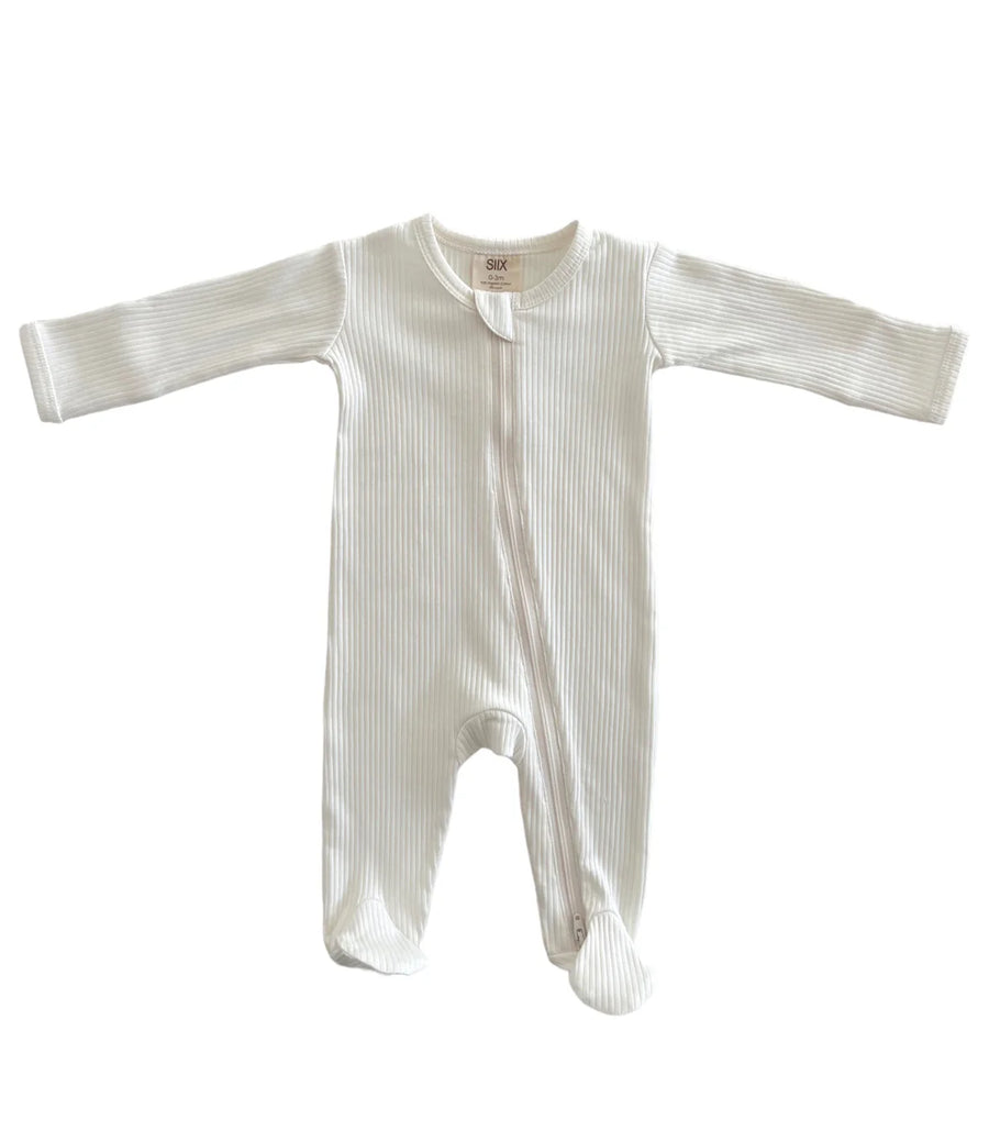 Organic Ribbed Zip Footie