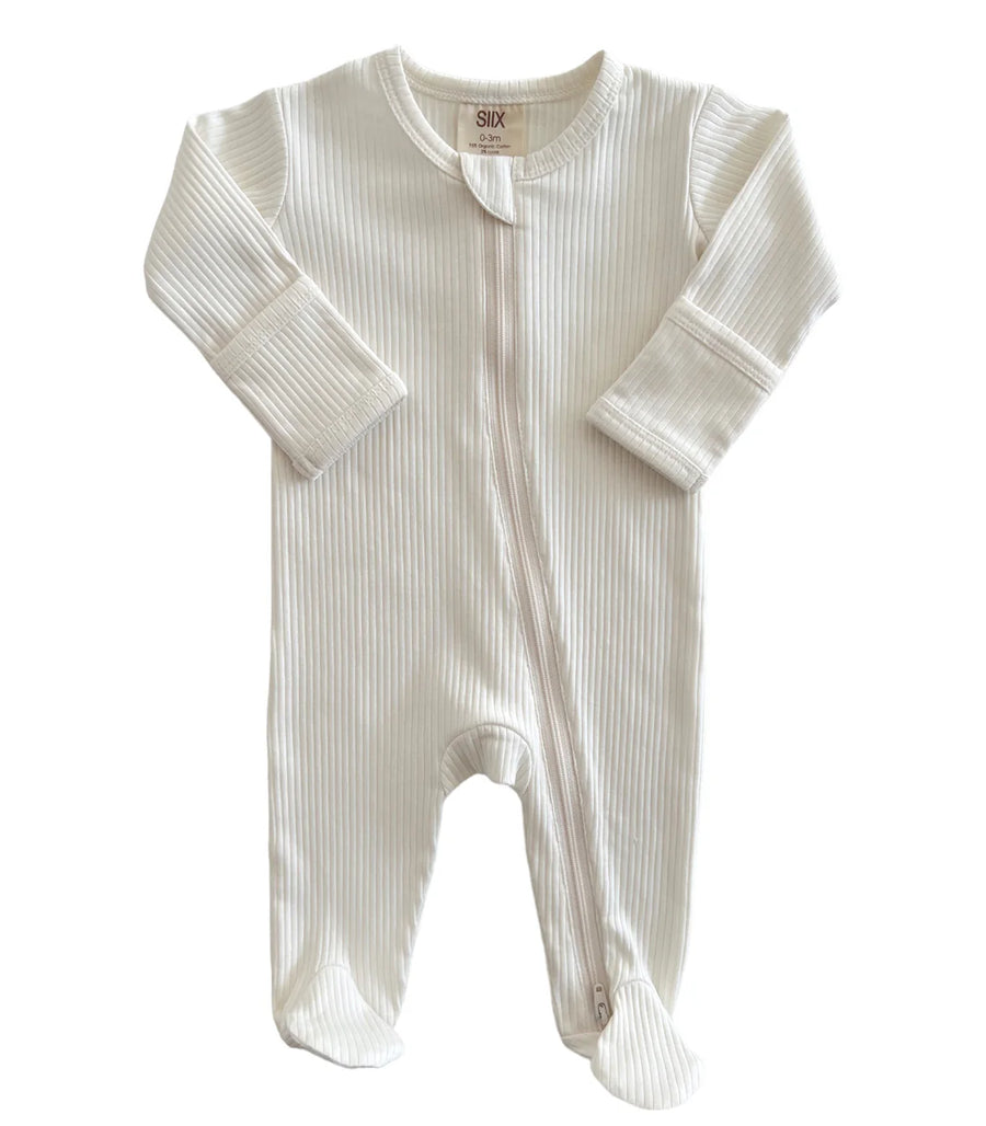 Organic Ribbed Zip Footie