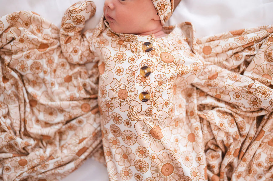 Knotted Baby Gown - Flower Garden