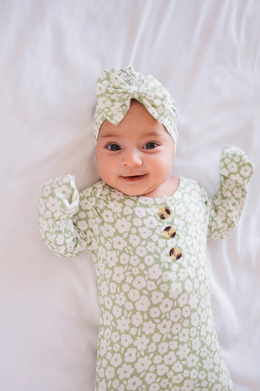 Floral knotted baby gown best sale