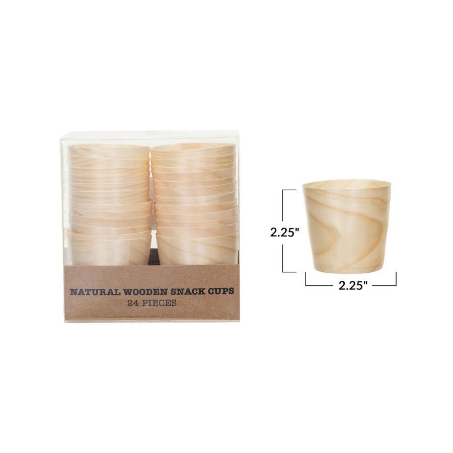 Wood Single Use Snack Cups - set of 24