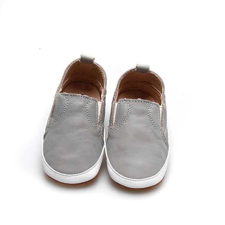 Leather Baby Sneakers - Grey