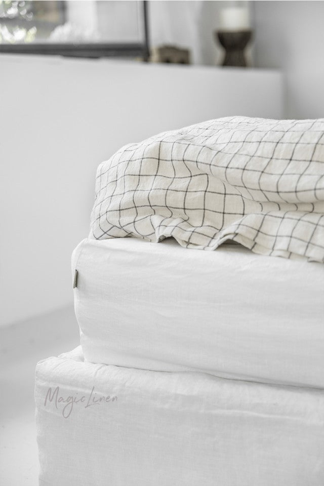 White Linen Fitted Sheet (King Size)