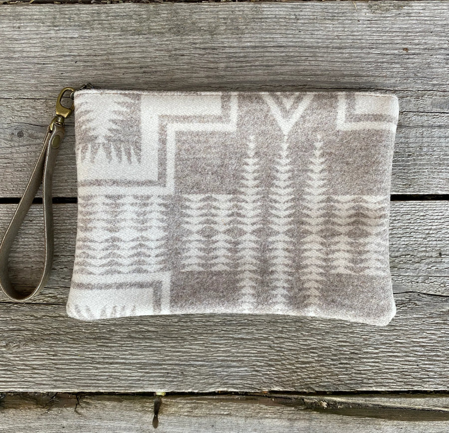 Harding Beige and Taupe Medium Wool Clutch